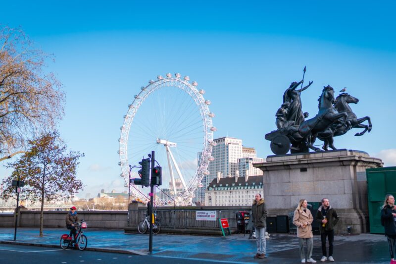 View of the London eye from Victoria Embankment