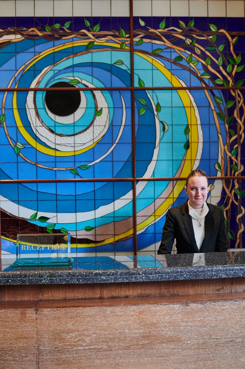 Reception with a female staff member.